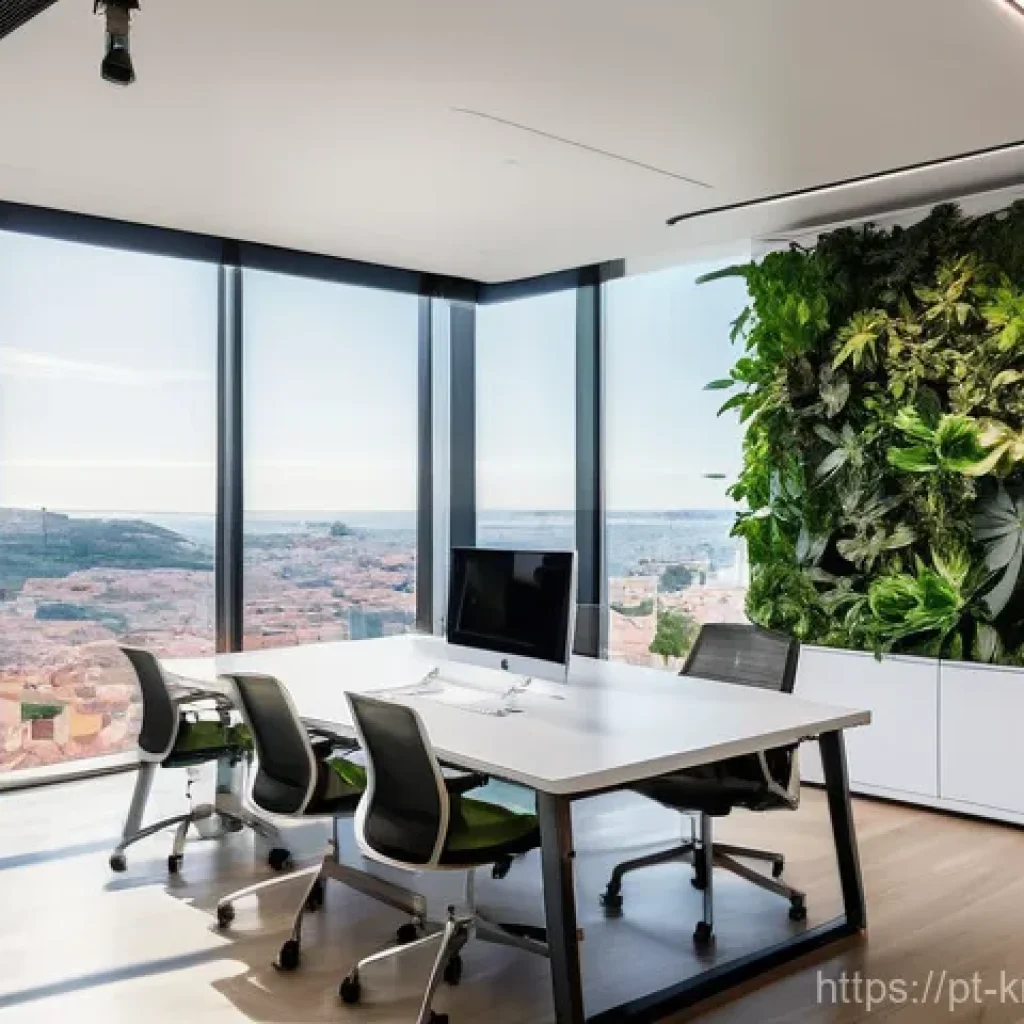윤리적 투자 관련 교육 자료 추천 - **Prompt:** A dynamic, modern office environment in Lisbon, Portugal, with large windows overlooking...