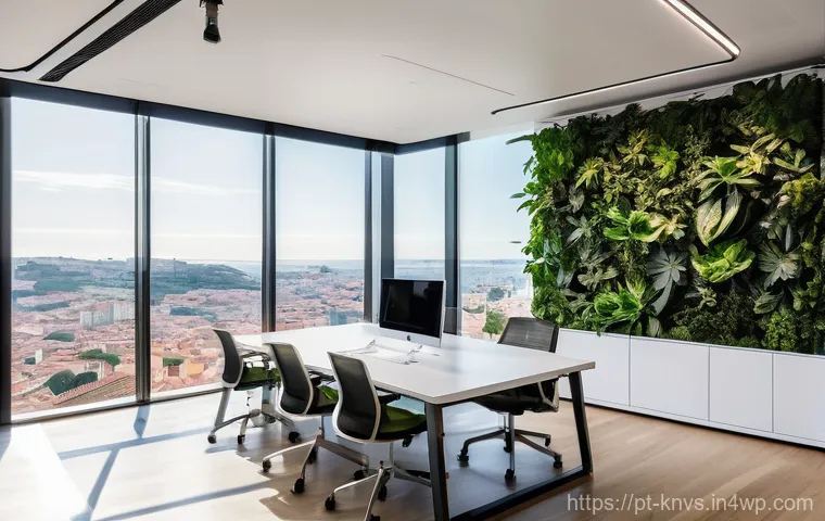 윤리적 투자 관련 교육 자료 추천 - **Prompt:** A dynamic, modern office environment in Lisbon, Portugal, with large windows overlooking...