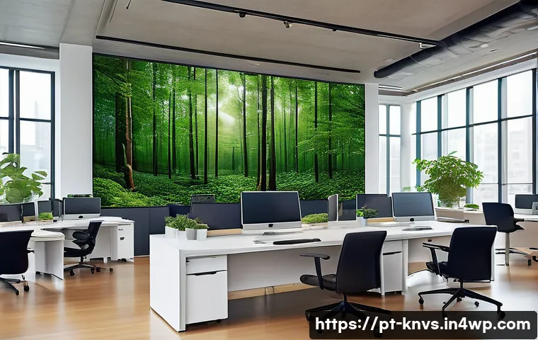 윤리적 투자와 기업의 성과 향상 - A modern corporate office environment with diverse professionals collaborating enthusiastically on s...