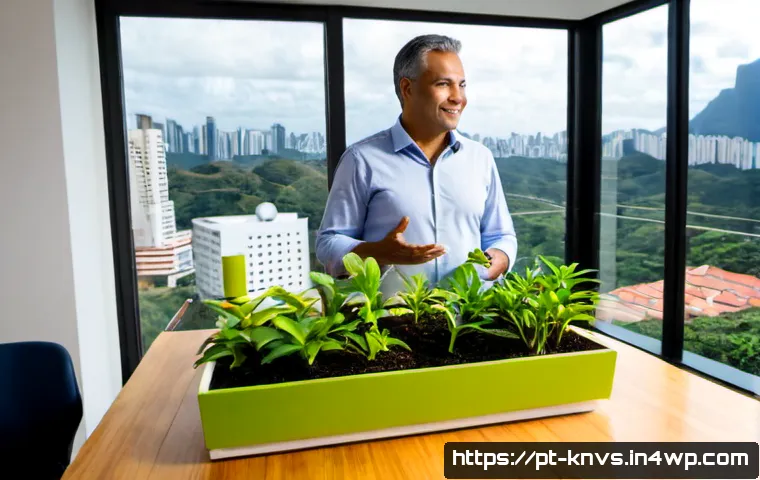 Home 15 윤리적 투자자의 성공 사례 인터뷰 - Photorealistic editorial interview scene in São Paulo, Brazil: a confident middle-aged ethical inves...